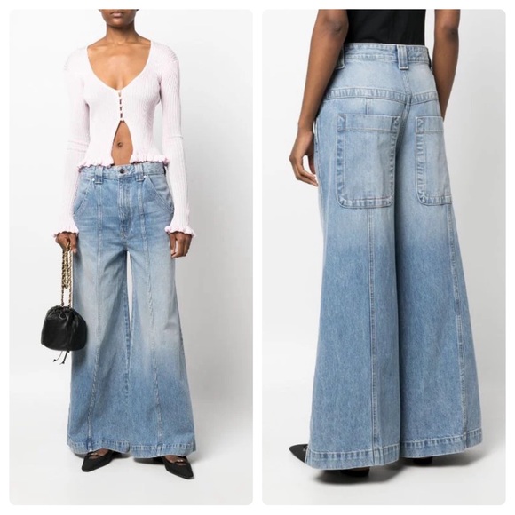 KHAITE Jackie Jeans Wide Leg Bryce Blue Size 32 - Picture 11 of 11